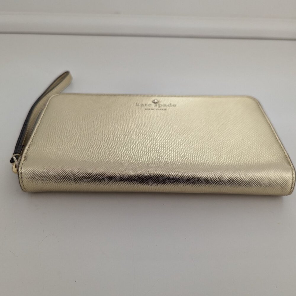 New? Mint Condition!! Kate Spade New York Gold Wallet Wristlet - Picture 2 of 13